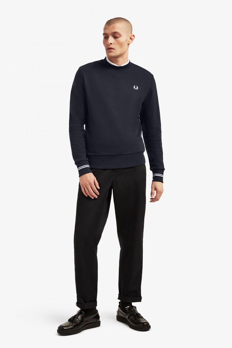 Navy Fred Perry Crew Neck Men's Sweatshirts | PH 1573EBCX